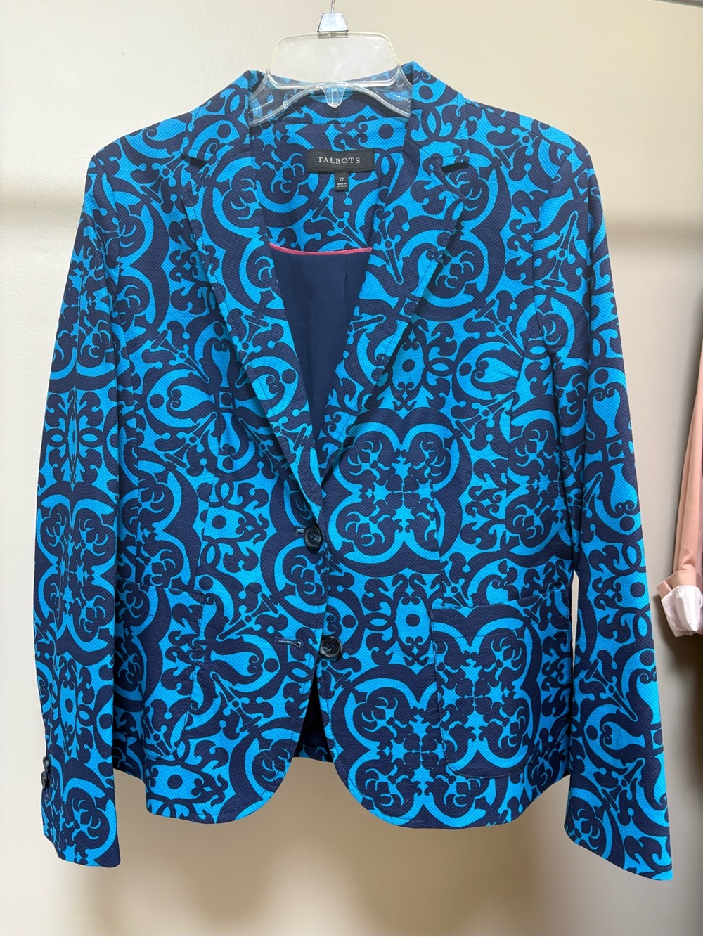 Talbots Turquoise & Navy Patterned Women's Blazer